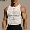 INCERUN Herren Ärmellos Durchsichtig Nieten Patchwork Lässige Tanktops