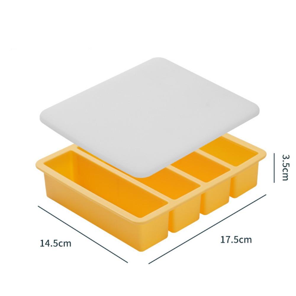 4 Grids Ice Mold with Lid Food Sauce Storage New Freezer Trays