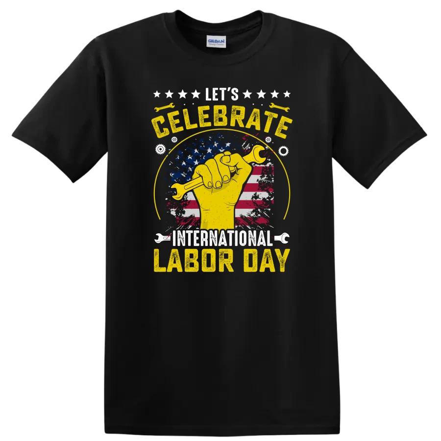 Labor Day Celebration T Shirt Hand Holding Wrench American Flag Tee