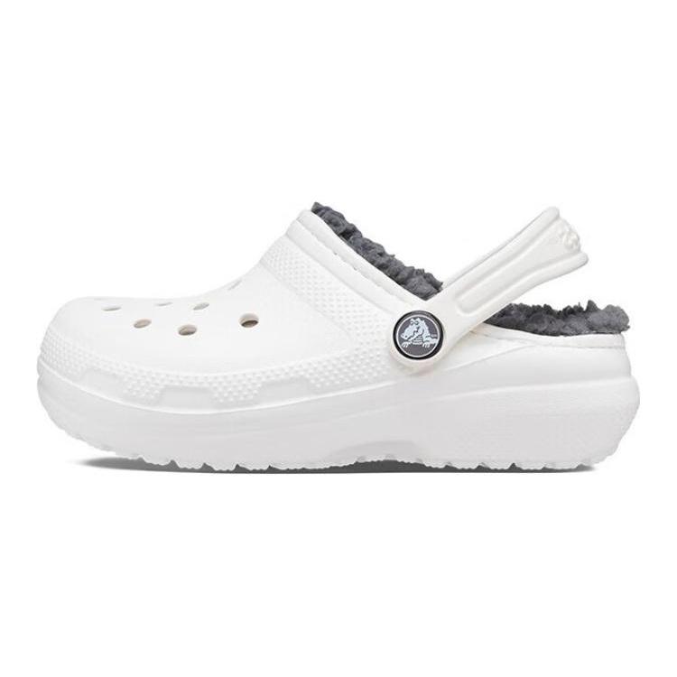 (GS) Crocs Classic Lined Clogs White Grey Kids 207009-10M EU 23-24