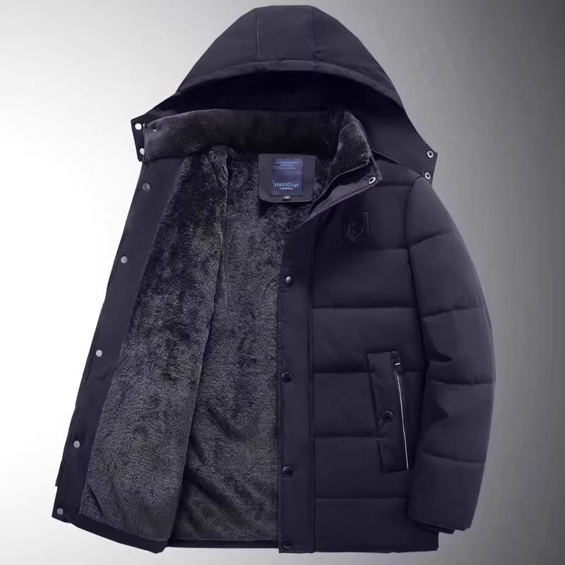 Middle-Aged & Elderly Men's Fleece-Lined Cotton Jacket - Warm, Thick Autumn & Winter Wear for Dad & Grandpa