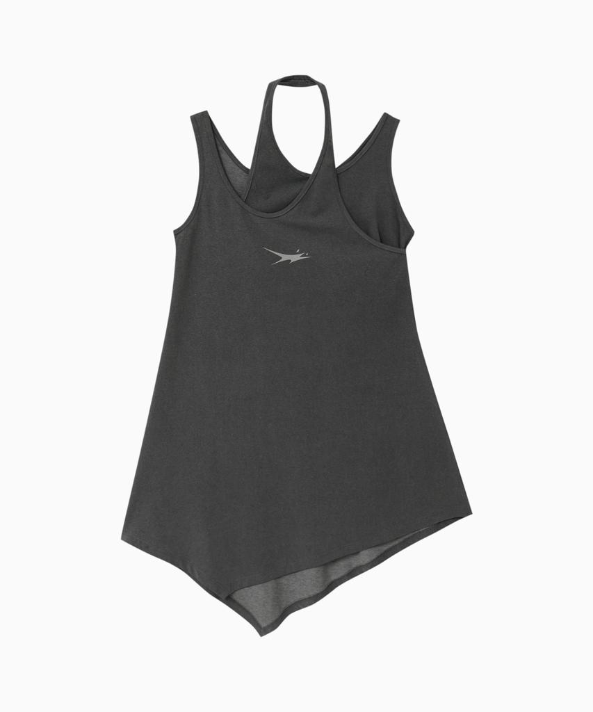 Jenyujeu Layers Cross Asymmetrical Half Sleeveless - Charcoal
