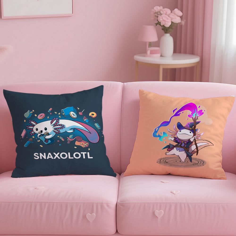 Cute Axolotl Cartoon Cushion Cover Comfortable Reversible Pillow Cover Ideal for Car Sofa Bedroom & Beyond