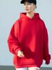Women's Fashion Solid Color Hooded Loose Plug Sleeve Drawstring Loose Sweatshirt