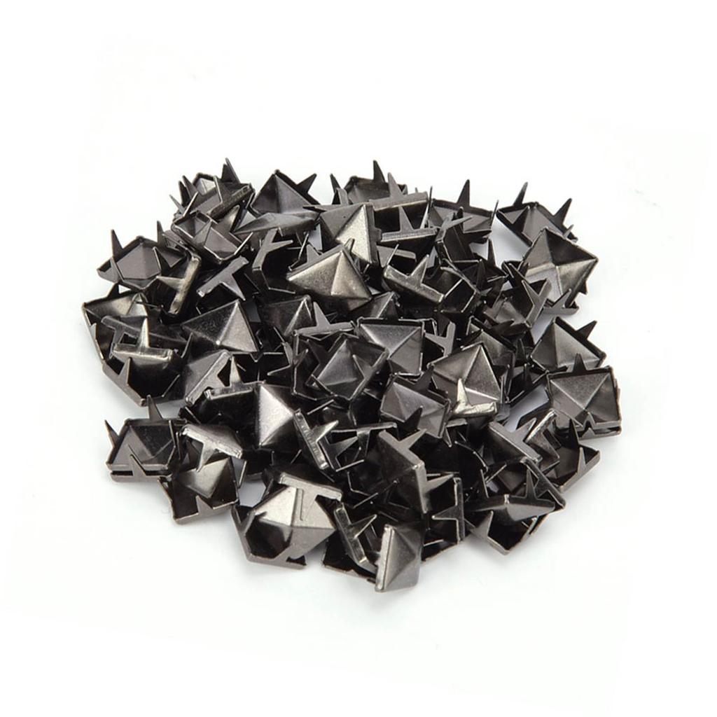 100 PCS 9MM Brass Copper Square Rivets Apparel Shoes Bag Accessories for Leather DecorationGun