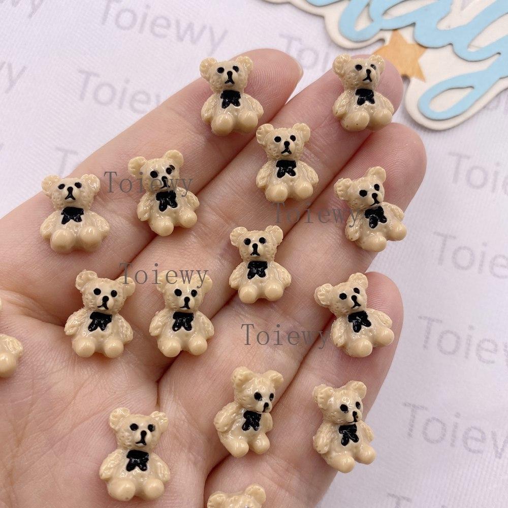 60Pcs Resin Kawaii Colorful Bowknot Bear Nail Art Charms Flat Back Rhinestone Figurines DIY Jewelry Accessories Scrapbook Crafts