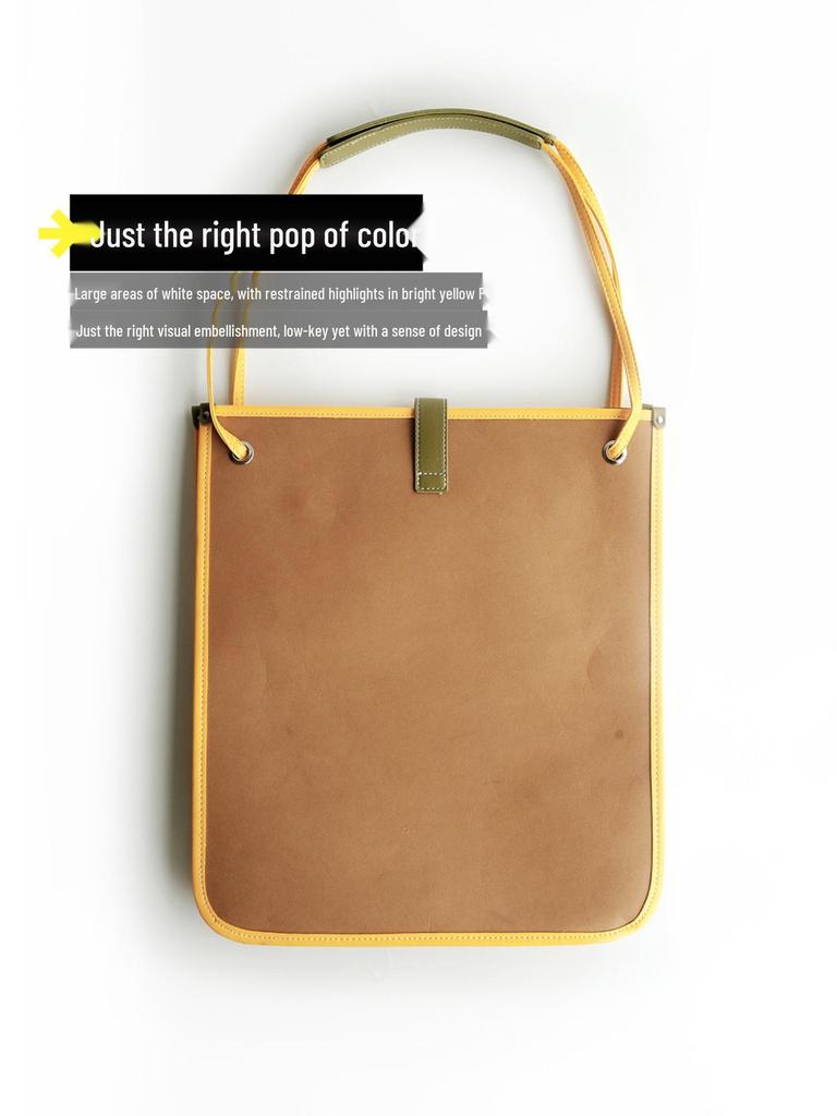 2025 Color Block Tote - Large Capacity, Lightweight Kraft Paper Shoulder Bag for Spring/Summer, Women's Casual Commute