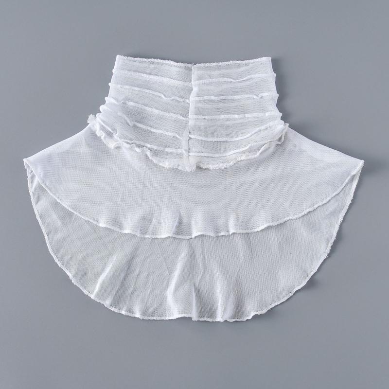 Elegant Mesh Multilayer Pleated Fake Collar Decorative Neck Cover Half Top Collar Sweater Shirt Detachable High Collar