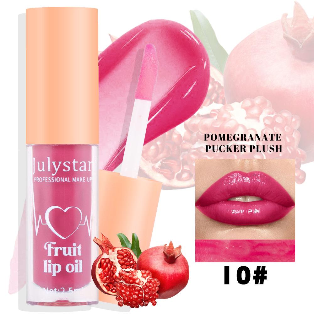 Julystar 20 Color Fruit Lip Gloss Pearlescent Dudu Lip Moisturizing and Moisturizing Mirror Water Light Temperature Changing Lip Oil