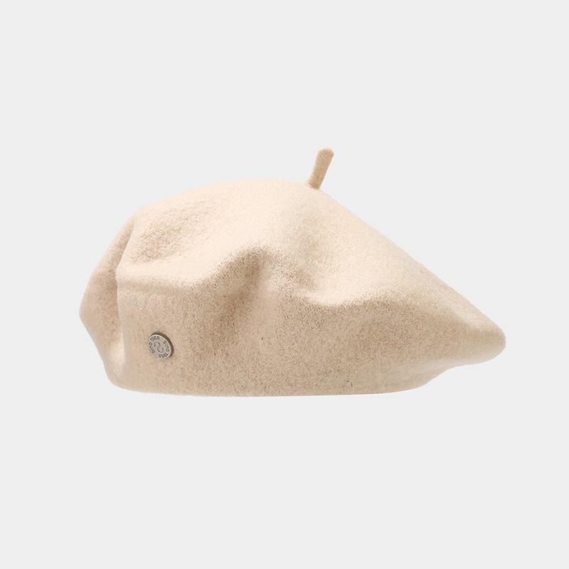 Ins Metal Standard Beret Autumn and Winter Retro Temperament Literary Painter Hat Showing Face Small Woolen Bud Hat Female