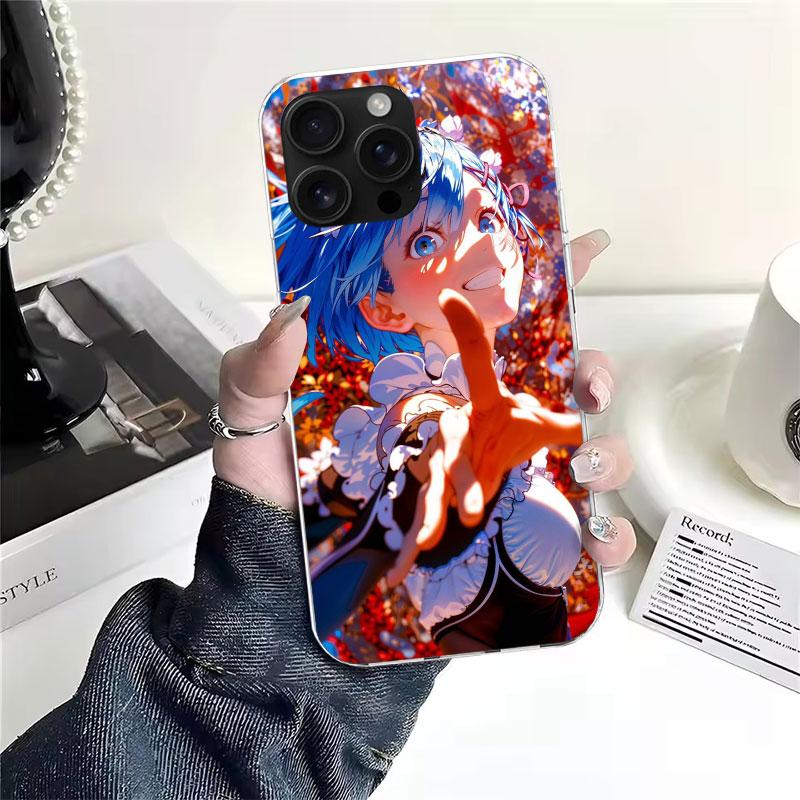 

R-Rem Re Zero Аниме Мягкий Чехол Для Телефона Для IPhone 11 17 Air 16E 16 Pro Max 15 + 14 Plus 13 Mini 12 Apple 7 SE 8 Fundas Coque 11 17 iPhone 12 Pro Max