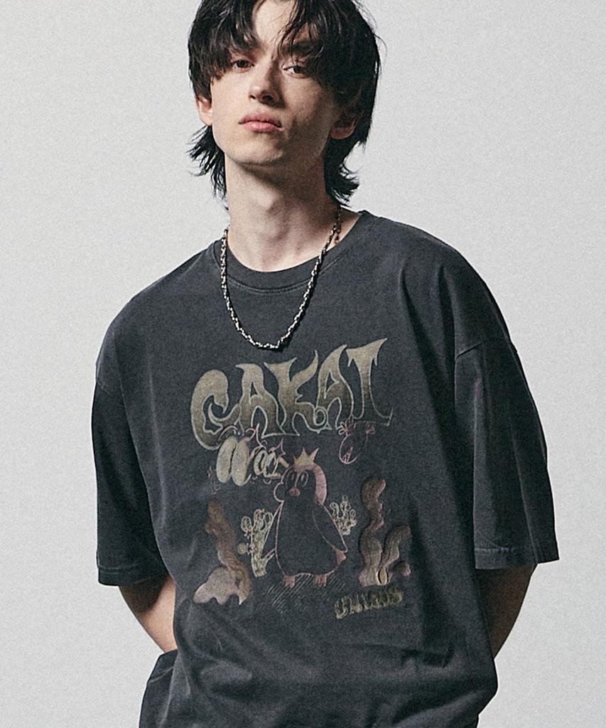 GAKKAI UNIONS Hidden Catch Pigment Short Sleeve T-Shirt Charcoal