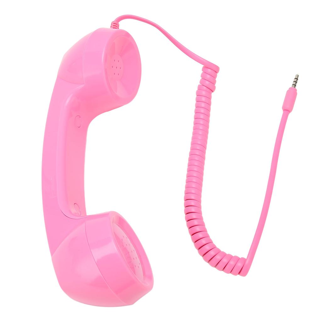 Retro Phone Handset Multifunction Radiation Proof Handheld Cell Phone Receiver for Mobile Phones Computers Pink