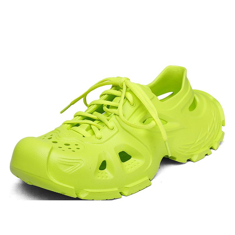 Sports Sandals Men'S Summer Hollow Wading Beach Shoes Breathable Lace-Up Couple Hole Shoes