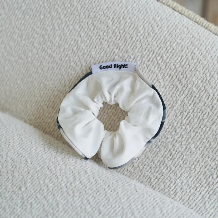 Black and white piping hair scrunchie