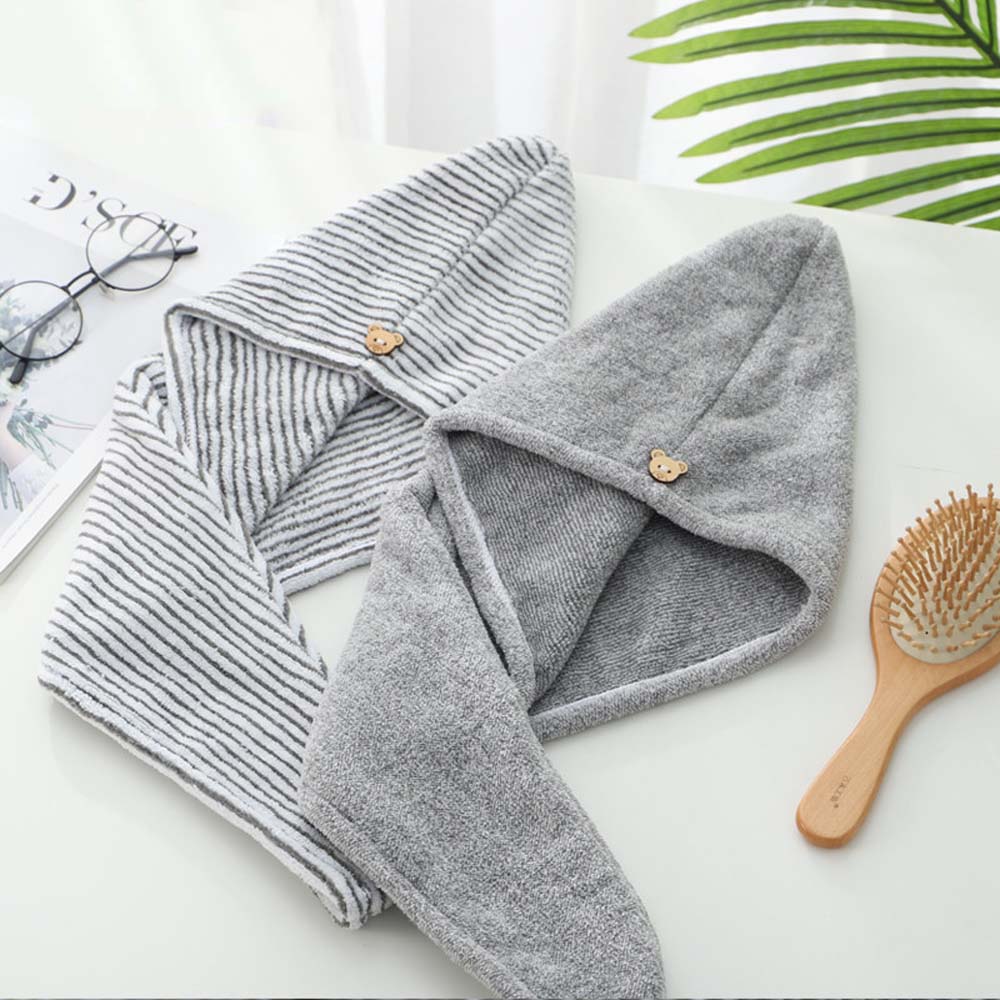 Girl Drying Turban Wrap Hair Bamboo Fiber Microfiber Shower Caps Hair Hat Towel Cap Bathing Cap