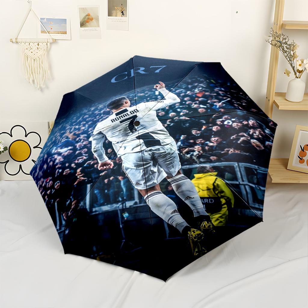 Cr7 Celebration Moment Outdoor Automatic Umbrella Folding Umbrella with 8 Ribs Compact Design All-Season Umbrella for Travel Fashionable Accessory