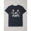 Women's Plus Size Cat Mom Graphic T-Shirt - Funny "Cat Mom" Text Athletic Top - Soft Breathable Shirt for Gym, Casual Outfits