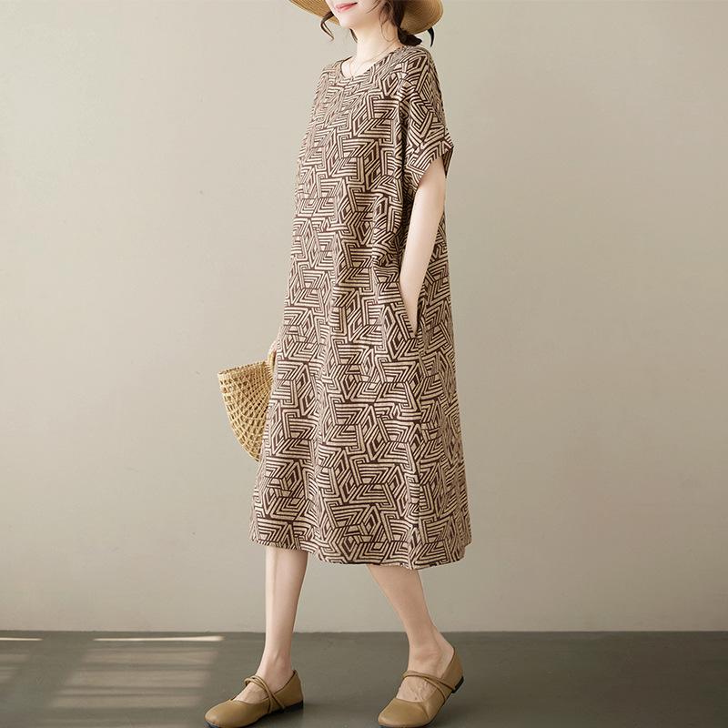 Summer Plus Size Women's Cotton and Linen Dress