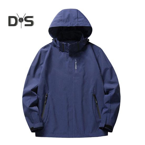 

Мужская куртка-тренч с воротником-стойкой, капюшоном, длинным рукавом, регулируемой завязкой, карманом на молнии, водонепроницаемая ветрозащитная базовая верхняя одежда M синий