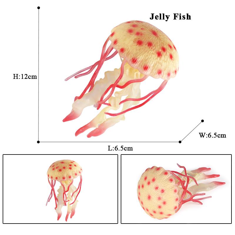 Oenux Ocean Starfish Sea Anemone Coral Jellyfish Squid Shrimp Crab Shark Animals Model Action Figures PVC Miniature Kid Toy Gift