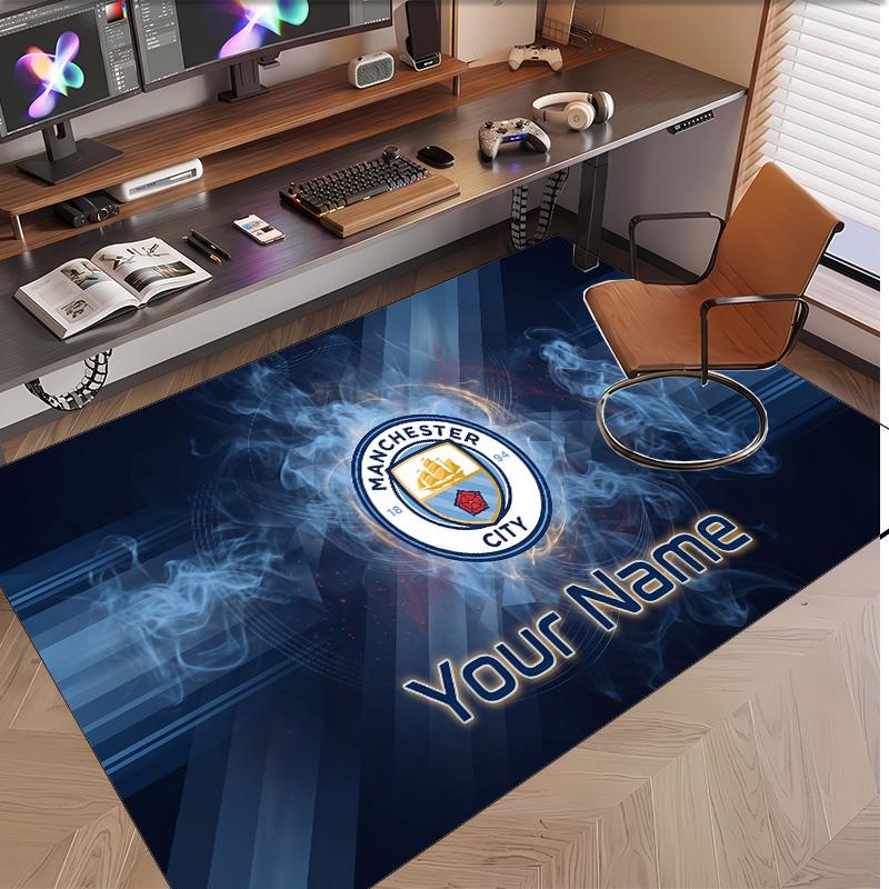 Personalized Crystal Velvet Carpet Manchester City Pattern Non Slip Floor Rug