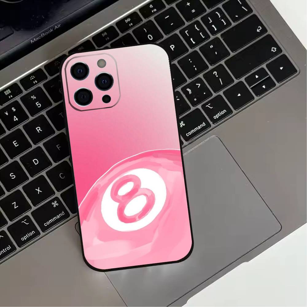8 Ball Aesthetic Pink  Phone Case For iPhone 17,16,15,14,13,12,11 Plus,Pro Max,XS,Soft Silicone Black Cover