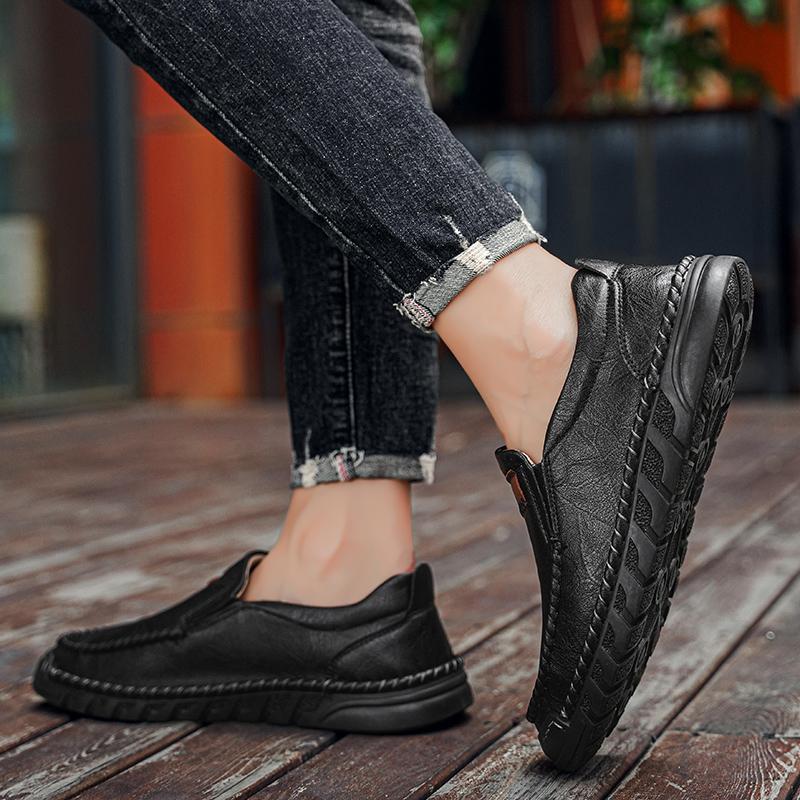 38-46 Men's Leather Casual Shoes Handmade Loafers Comfortable Men's Slip On Shoes Flat Moccasins Men's Sneakers