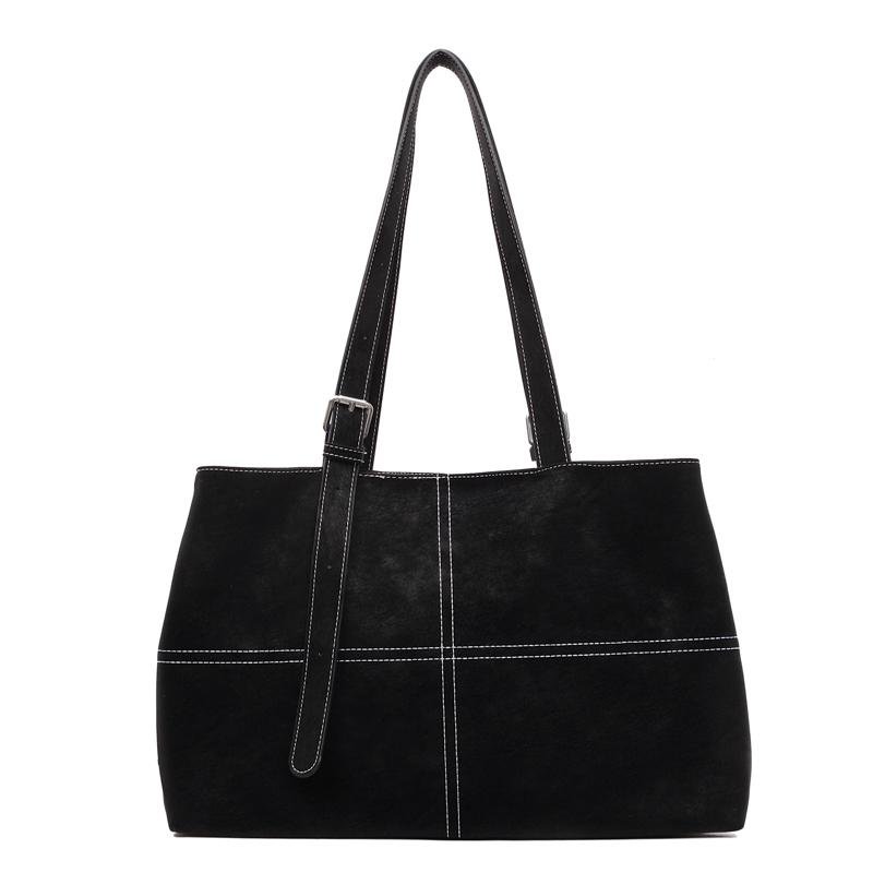 Vintage Suede Tote Bag for Women Large Capacity Casual Shoulder Bag Retro Cross Quilting Soft Hobo Handbag for Daily Commute Work Shopping Travel