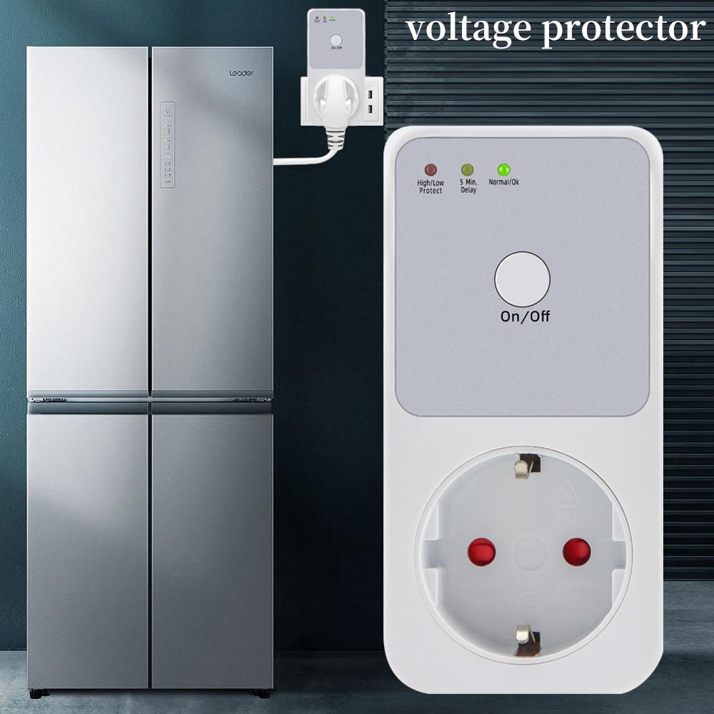 Automatic Voltage Protector Socket Switcher AC 220V Power Surge Safe Protector EU Plug Socket Voltage Safe Refrigerator Protect3