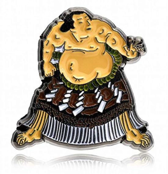 Don Flyee Sumo Wrestler Pin, Ukiyo-e Design, Traditional Japanese Design, Butterfly Clutch, Alloy, Gift, Japanese-Style Accessory, C0051