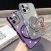 KEYSION Luxury Glitter Jewelled Magnetic Phone Case for iPhone 13 14 Pro Max Makeup Mirror Ring Stand Shockproof Back Cover