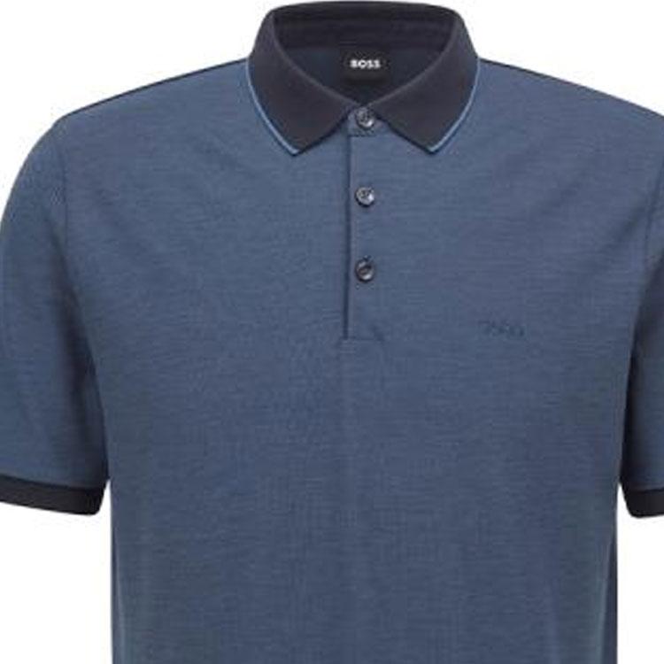 HUGO BOSS Polo Shirts Men's Dark Blue Polo Collar Moderate Straight Fit 50451446-403