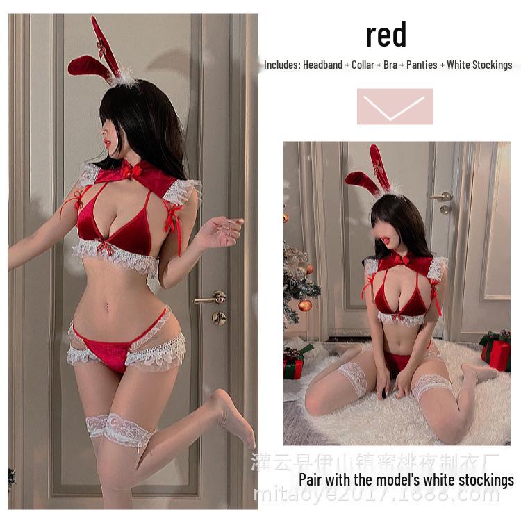 Red Christmas Bunny Cosplay Lingerie for Influencers & Streamers