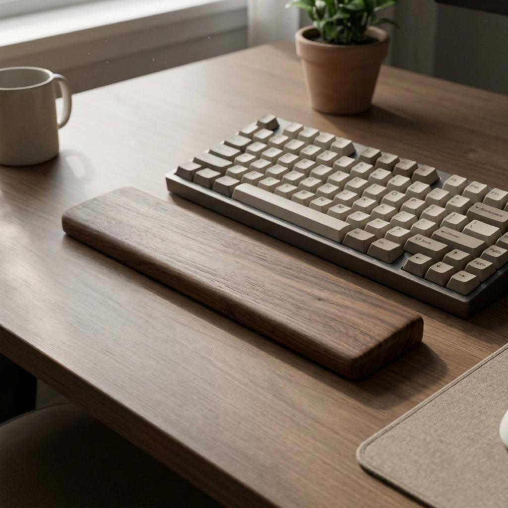 Keyboard Wrist Rest Rounded Edges Walnut Wrist Rest Desk Accessory Rectangular Workstation Gear Ergonomic