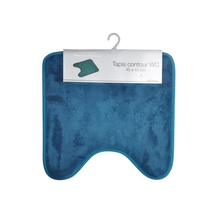 Tapis contour de WC - Vitamine - 45x45 cm - 100% Microfibre - Bleu uni