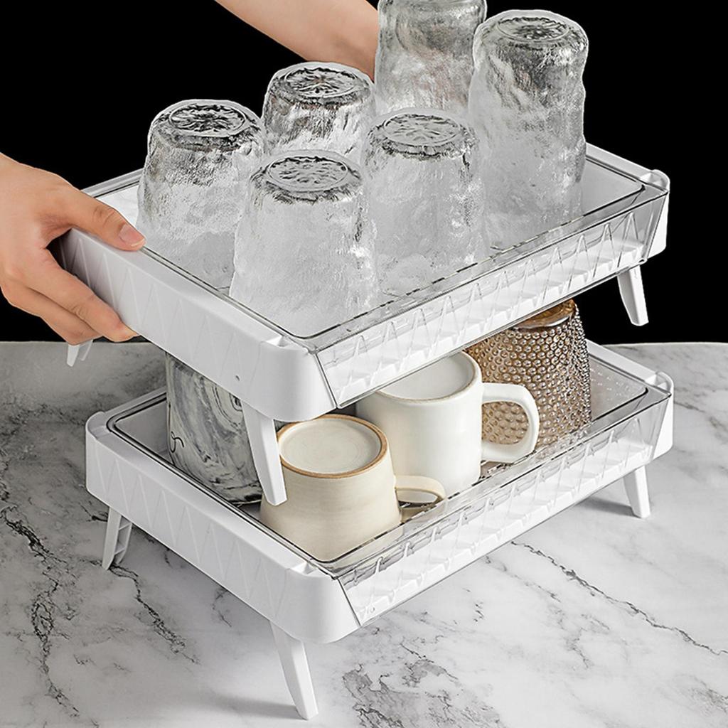 Mug Drying Rack Storage Organizer Tray for Cabinet Kitchen Countertop