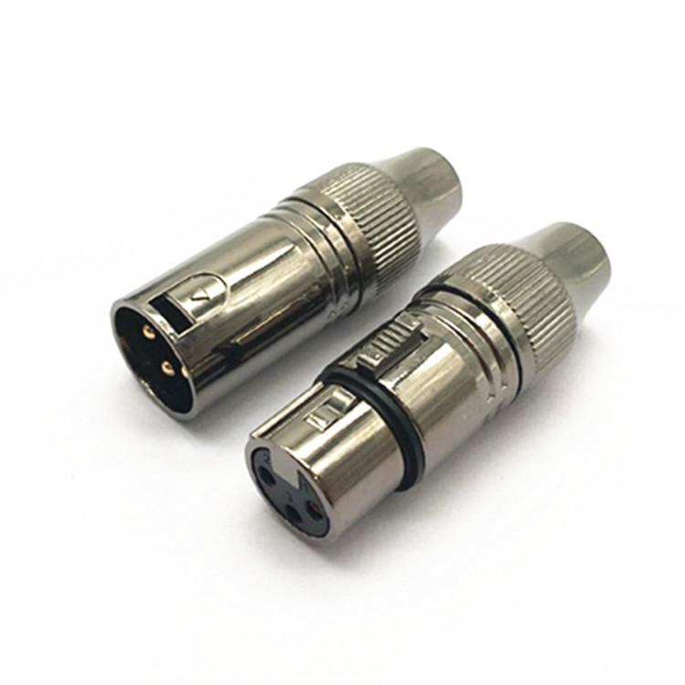Gold-Plated Gunmetal 3-Pin XLR Male & Female Audio Plug