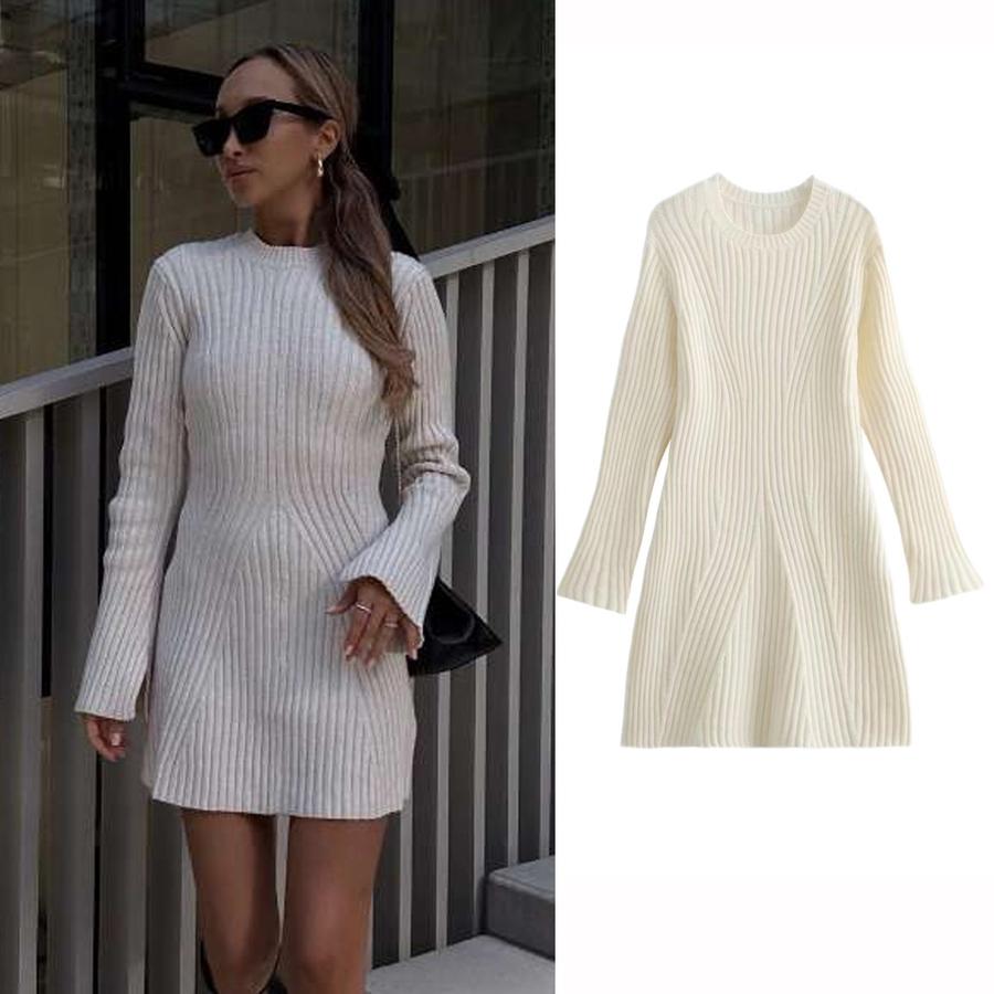 Spring New Women's Fashion Ribbed Knit Dress M,knitted dress,fashion,summer dress,casual dress