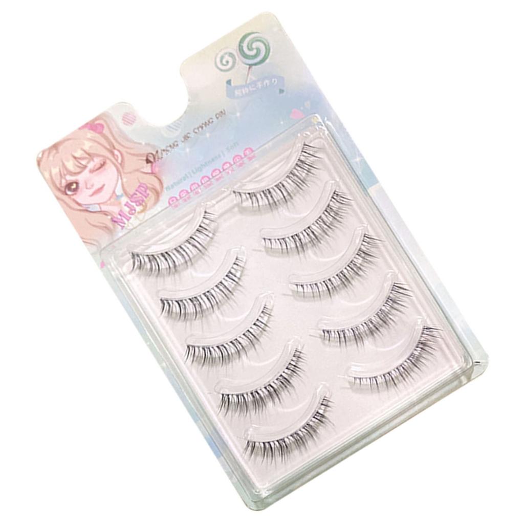 5 Pairs False Eyelashes Pack Soft Sharpened Tips Natural Look Lashes for Cosplay Party Makeup