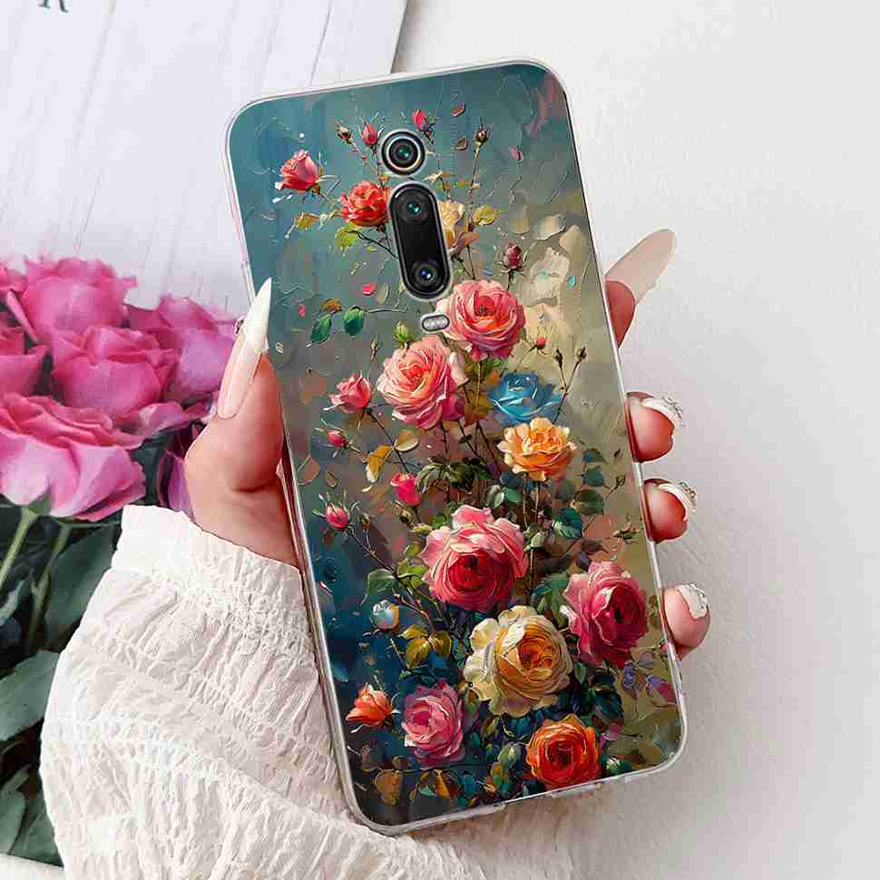 For Xiaomi Mi 9T M1903F10G Case Fashion Painting Soft Silicone TPU Cover For Xiaomi Mi 9T Mi9t 6.39" Flower Girl Phone Casing
