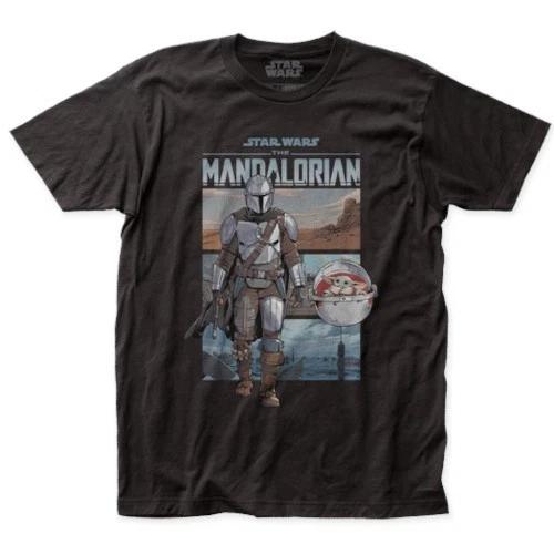 Star Wars The Mandalorian Mando Traveling T-Shirt Grogu Baby Yoda - New XL