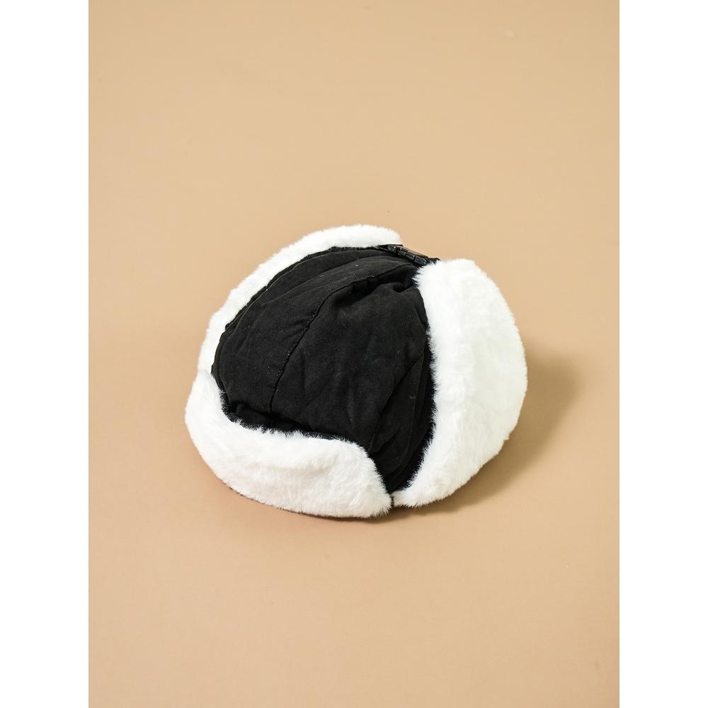 Daiso Solid Color Fur Night Hat Black