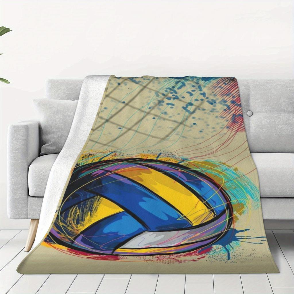 Volleyball-themed Pattern Flannel Printed Blanket Suitable for All Seasons Suitable for Living Room Office Sofa and Travel