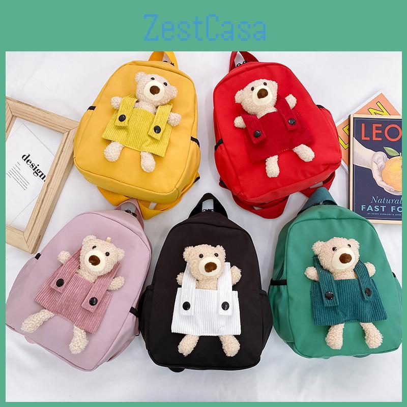 School Cartoon Toddler Backpack With Cute Bear Pendant And Design Lightweight