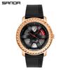 Sanda Men's 1061 Waterproof Leather Strap Watch with Trendy Hollow Dial