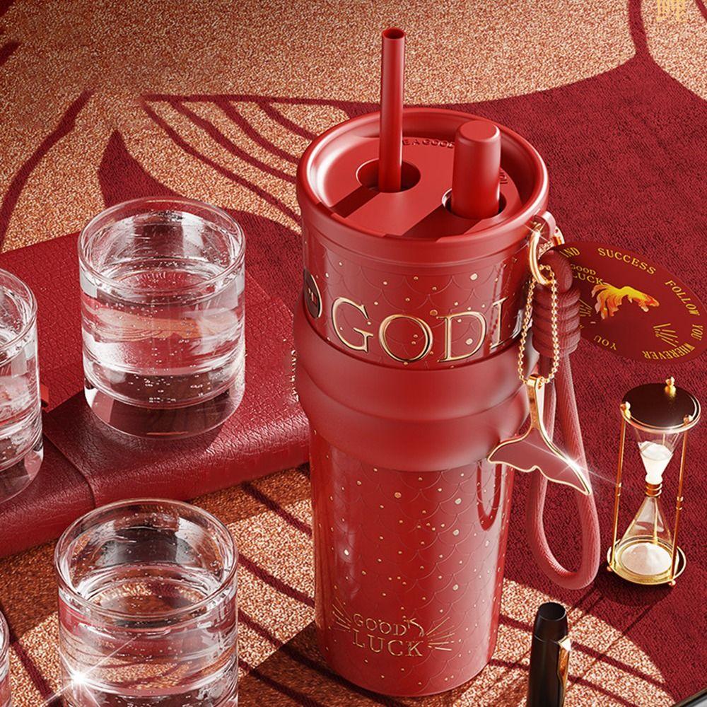 710ML Ceramic Coated Coffee Cup Insulation Or Cooling SUS316 Stainless Steel Insulated Cup Keeps Both Hot and Cold High-Capacity rosso