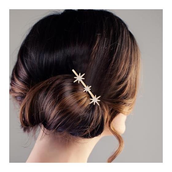 FOMIYES 4pcs Gold Metal Hair Clips with Rhinestone Decor, 2.17 Inch for Wedding Party Hair Accessories for Girls