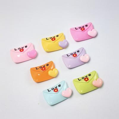 100Pcs Love Envelope Flat Back Resin Cabochons Scrapbook DIY Hairpin Embellishments Charms Accessories Valentine's Day Favors