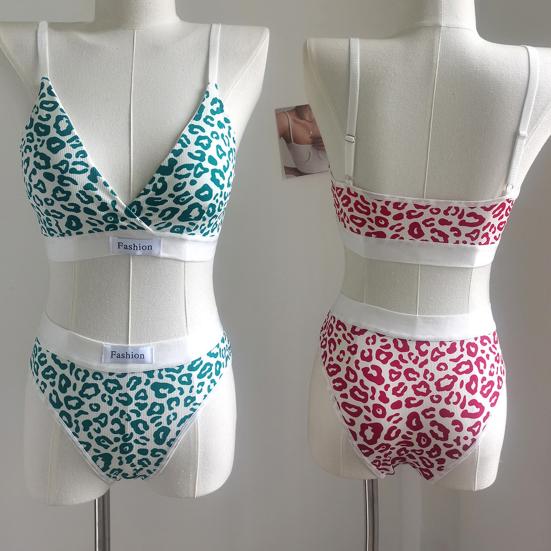 2 Teile/satz Damen Unterwäsche Set Farblich Passenden Leopardenmuster Verstellbaren Riemen Nahtlose Drahtlose 3/4 Tasse Weiche Elastische Antiseptische Höschen BH Set